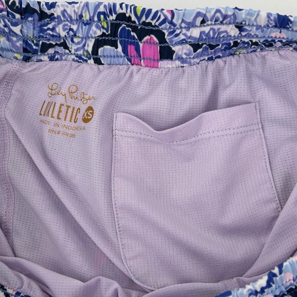 Lilly Pulitzer Luxletic Shorts XS Womens Ocean Trail Navy Pink Athletic Running - Picture 4 of 10
